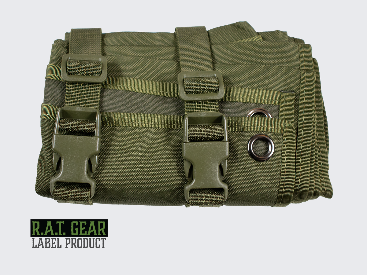 Kestävästä Nylonista valmistettu vihreä R.A.T. GEAR ampumamatto. Durable green nylon R.A.T. GEAR shooting mat.