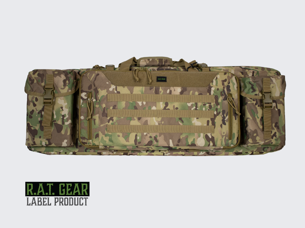 Camo kuvioinen aselaukku Eagle 36 kahdelle max. 90 senttimetriselle aseelle ja kahdelle pistoolille. Camo pattern Gun bag Eagle 36 for two max. 90 cm guns and for two pistols.