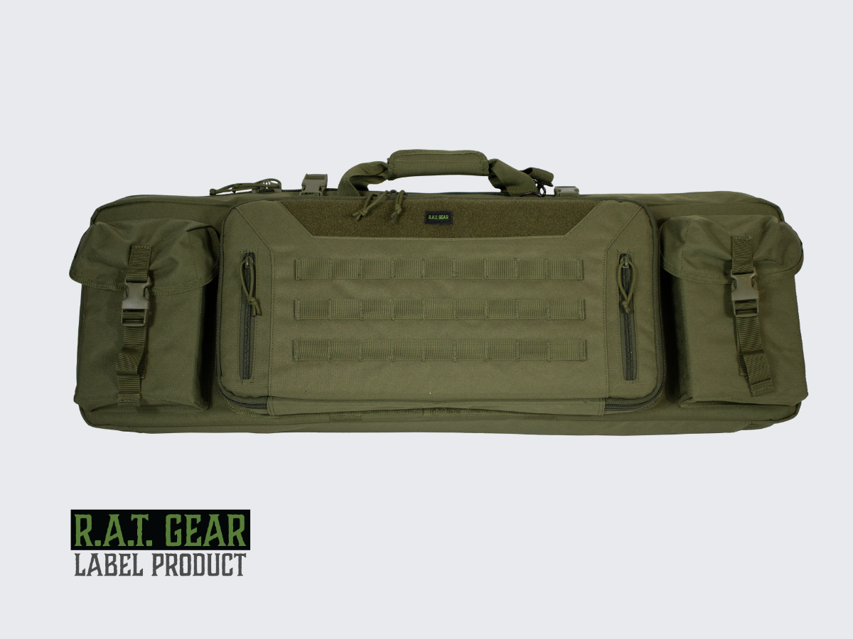 Vihreä aselaukku Eagle 36 kahdelle max. 90 senttimetriselle aseelle ja kahdelle pistoolille. Green Gun bag Eagle 36 for two max. 90 cm guns and for two pistols.