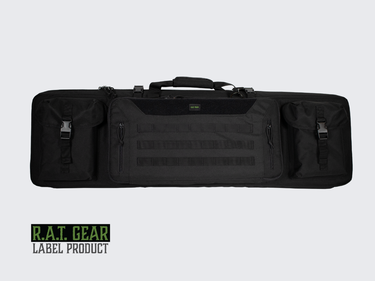 Musta aselaukku Eagle 42 kahdelle max. 105 senttimetriselle aseelle ja kahdelle pistoolille. Black Gun bag Eagle 42 for two max. 105 cm guns and for two pistols.