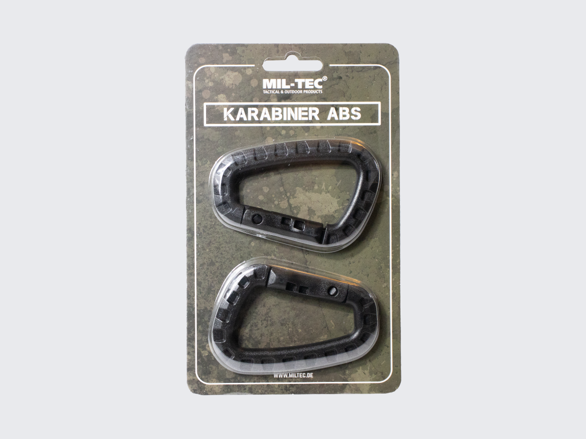 Musta karbiinihaka 2 kpl. Svart karbinhake 2 stycke. Two pieces of black carabiner hook.