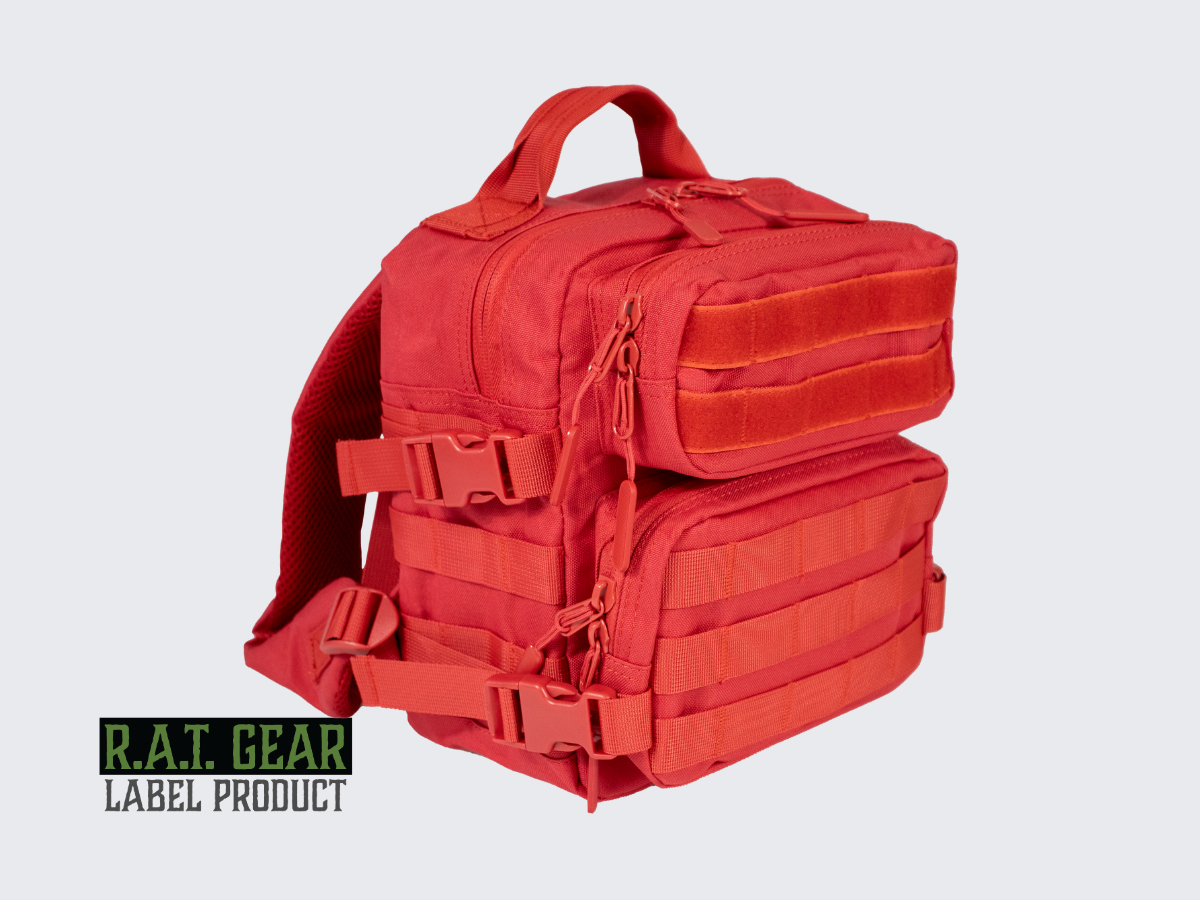 Punainen MOlle yhteensopiva taktinen Prinsessa reppu. Röd MOLLE-kompatibel taktisk Prinsessa ryggsäck. Red MOLLE-compatible tactical Princess backpack.
