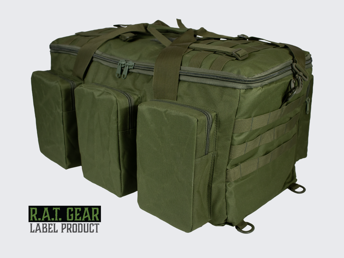 Vihreä 60 litrainen ratalaukku / keikkalaukku. Grön 60 liter Skyttebag / Utrustningsväska. Green 60 liter Range Bag / Gear Bag.