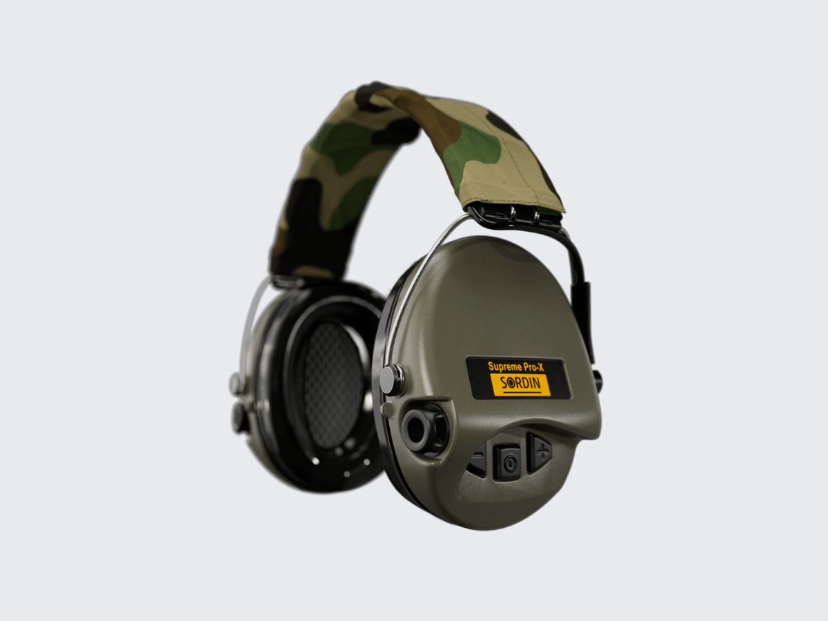 Sordin Supreme Pro-X Hear2 med GRÖN-CAMO pannband
