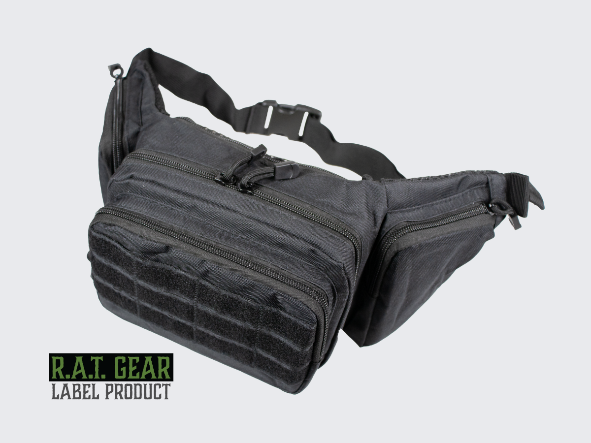 Monipuolinen musta taktinen vyölaukku päivittäiseen käyttöön. Versatile black tactical belt bag for everyday use.
