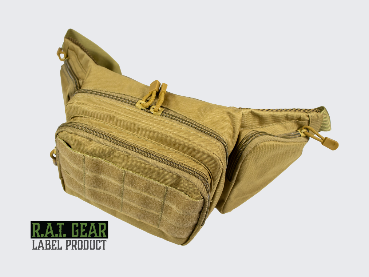 Monipuolinen tan värinen taktinen vyölaukku päivittäiseen käyttöön. Versatile tan colored tactical belt bag for everyday use.