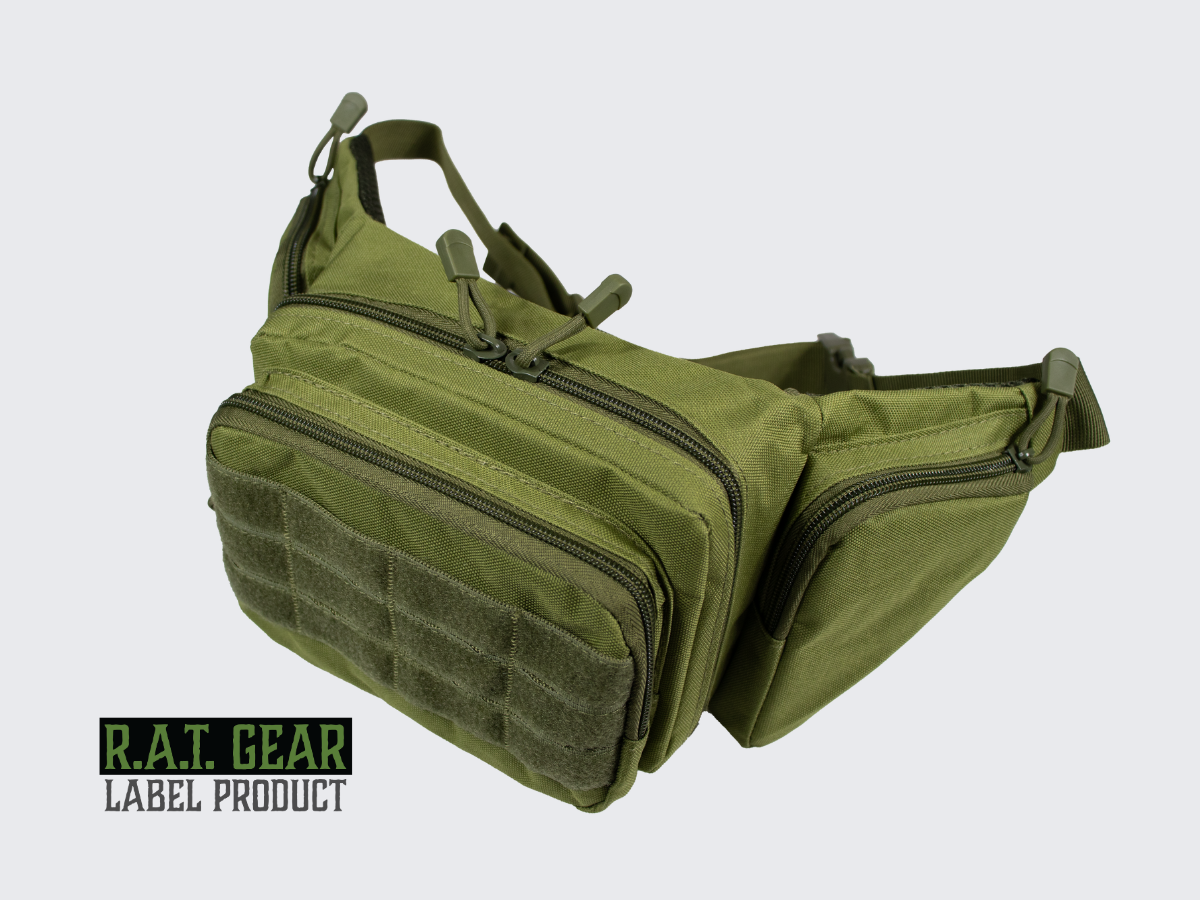 Monipuolinen vihreä taktinen vyölaukku päivittäiseen käyttöön. Versatile green tactical belt bag for everyday use.