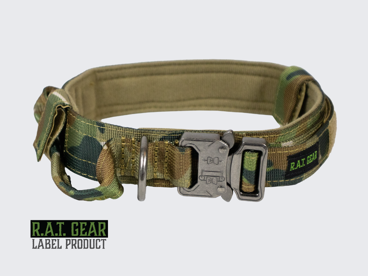 Camo kuvioinen Taktinen koiran kaulapanta Heavy Duty R.A.T. GEAR. Camo patterned Tactical Dog collar Heavy Duty R.A.T. GEAR.