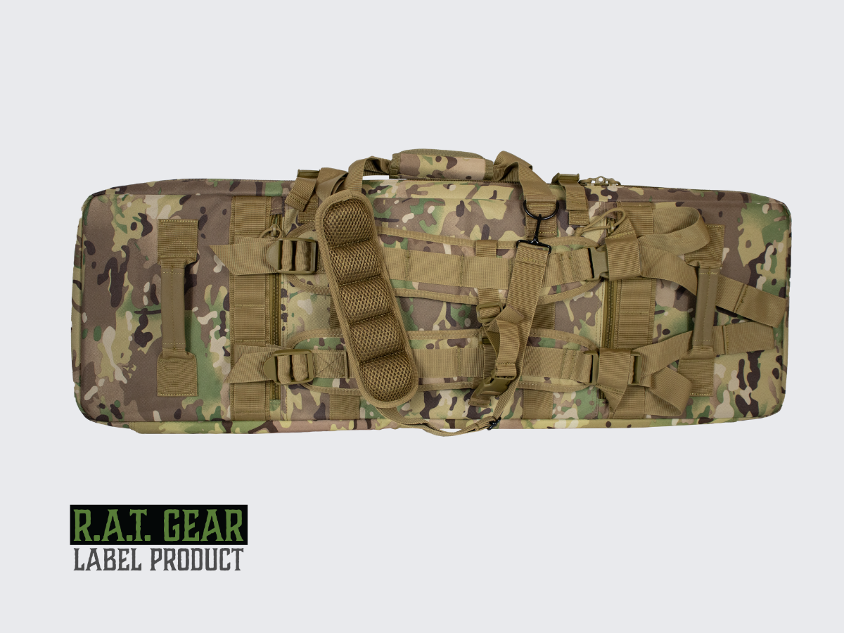 Camo kuvioinen aselaukku Eagle 36 kahdelle max. 90 senttimetriselle aseelle ja kahdelle pistoolille. Camo pattern Gun bag Eagle 36 for two max. 90 cm guns and for two pistols.