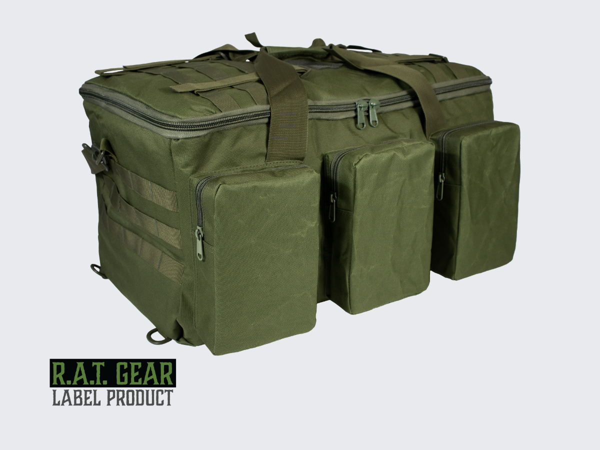 Vihreä 60 litrainen ratalaukku / keikkalaukku. Grön 60 liter Skyttebag / Utrustningsväska. Green 60 liter Range Bag / Gear Bag.