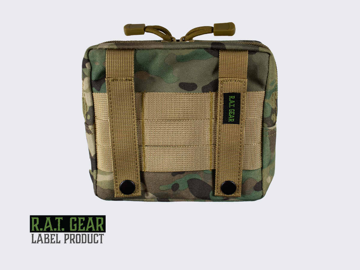 Camo Pattern varustetasku RG-14. Kiinnitys helposti ja nopeasti PALS-nauhoitukseen kahdella MOLLE-hihnalla. Camo Pattern tactical pouch RG-14. Easy and quick attachment to PALS strapping with two MOLLE straps.