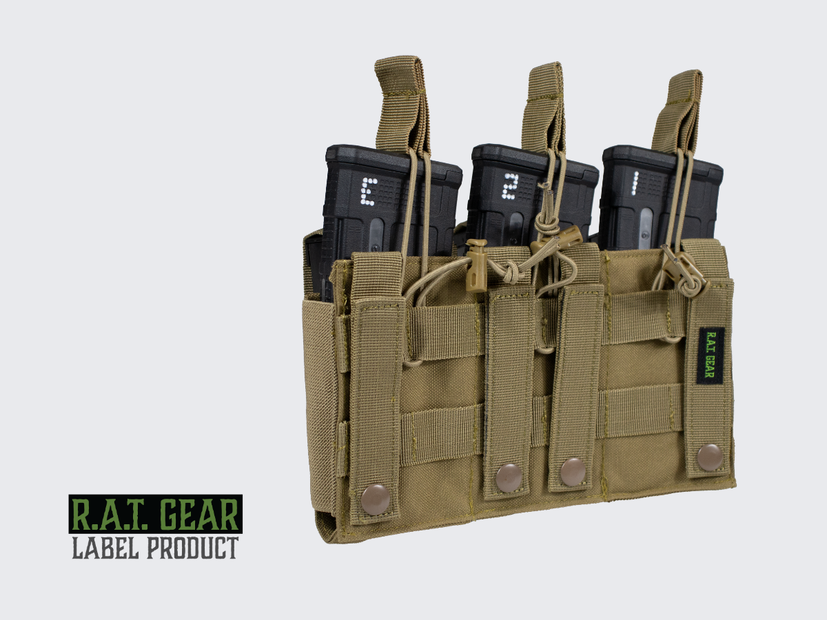 Hiekan värinen lipastasku 3+3 kiväärin ja pistoolin lippaille taisteluvyölle tai taisteluliiviin. Tan colored magazine pouch for 3+3 rifle and pistol magazines for combat belt or combat vest.
