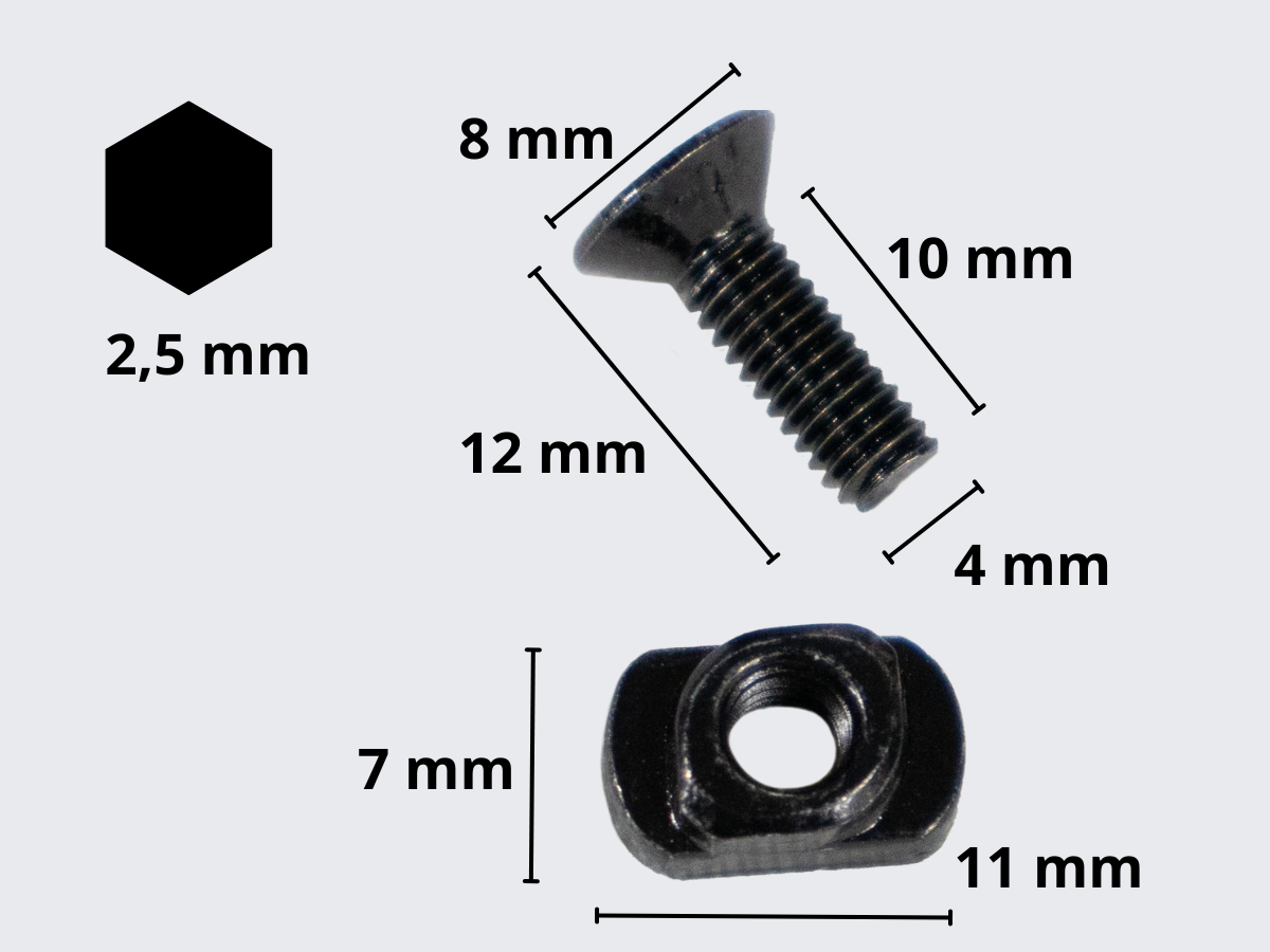 Spare part screws and nuts for M-LOK attachment M4 12 mm