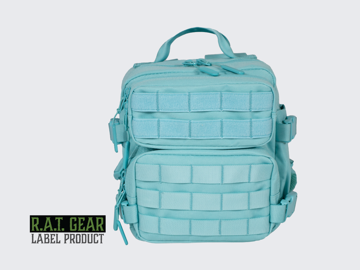 Mintun värinen MOlle yhteensopiva taktinen Prinsessa reppu. Mintfärgad MOLLE-kompatibel taktisk Prinsessa ryggsäck. Mint colored MOLLE-compatible tactical Princess backpack.