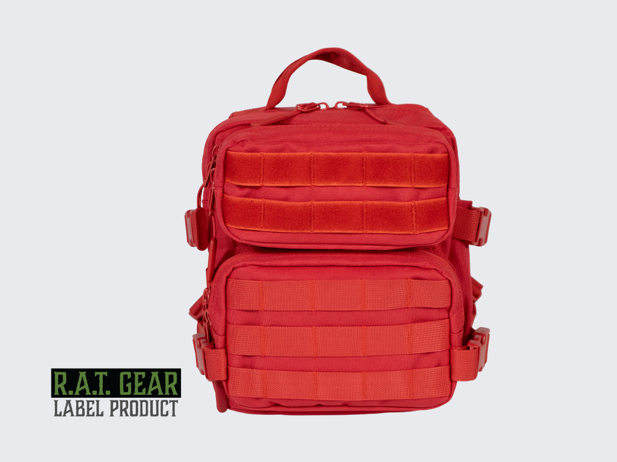 Punainen MOlle yhteensopiva taktinen Prinsessa reppu. Röd MOLLE-kompatibel taktisk Prinsessa ryggsäck. Red MOLLE-compatible tactical Princess backpack.