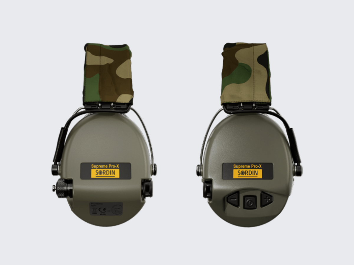 Sordin Supreme Pro-X Hear2 med GRÖN-CAMO pannband
