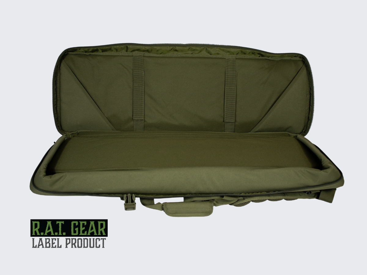 Vihreä aselaukku Eagle 36 kahdelle max. 90 senttimetriselle aseelle ja kahdelle pistoolille. Green Gun bag Eagle 36 for two max. 90 cm guns and for two pistols.