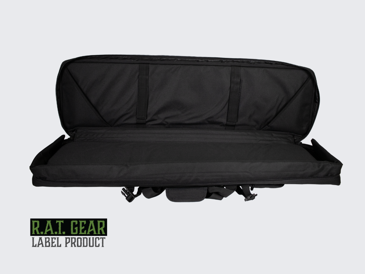 Musta aselaukku Eagle 42 kahdelle max. 105 senttimetriselle aseelle ja kahdelle pistoolille. Black Gun bag Eagle 42 for two max. 105 cm guns and for two pistols.