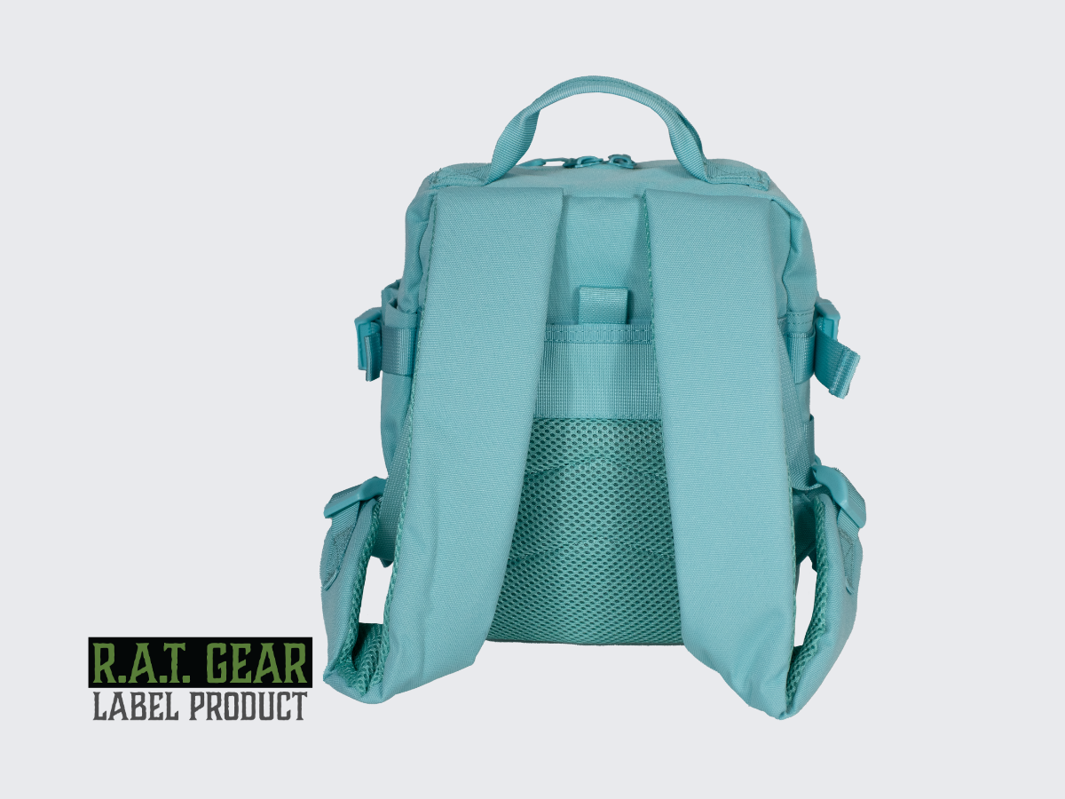 Mintun värinen MOlle yhteensopiva taktinen Prinsessa reppu. Mintfärgad MOLLE-kompatibel taktisk Prinsessa ryggsäck. Mint colored MOLLE-compatible tactical Princess backpack.