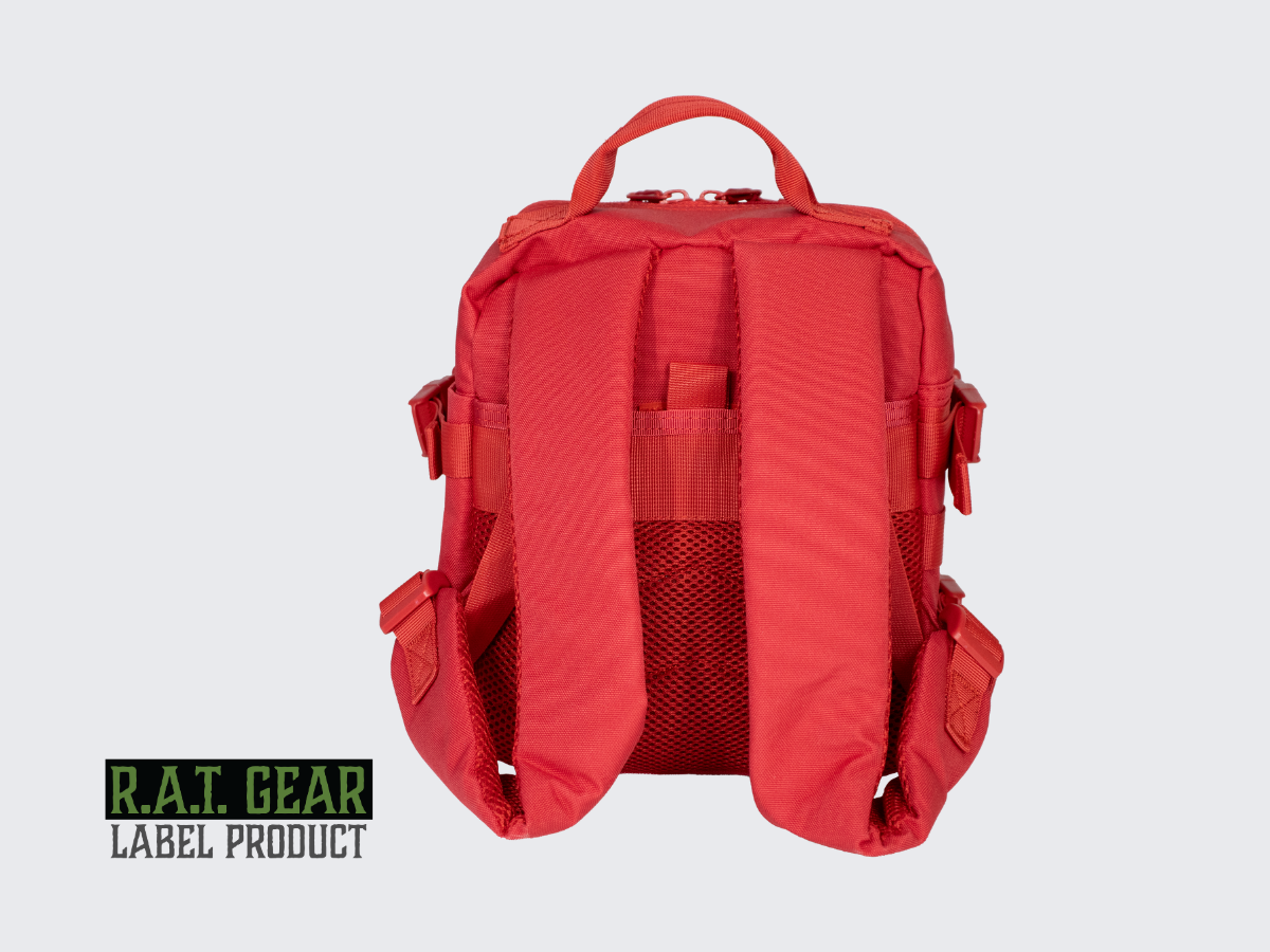 Punainen MOlle yhteensopiva taktinen Prinsessa reppu. Röd MOLLE-kompatibel taktisk Prinsessa ryggsäck. Red MOLLE-compatible tactical Princess backpack.