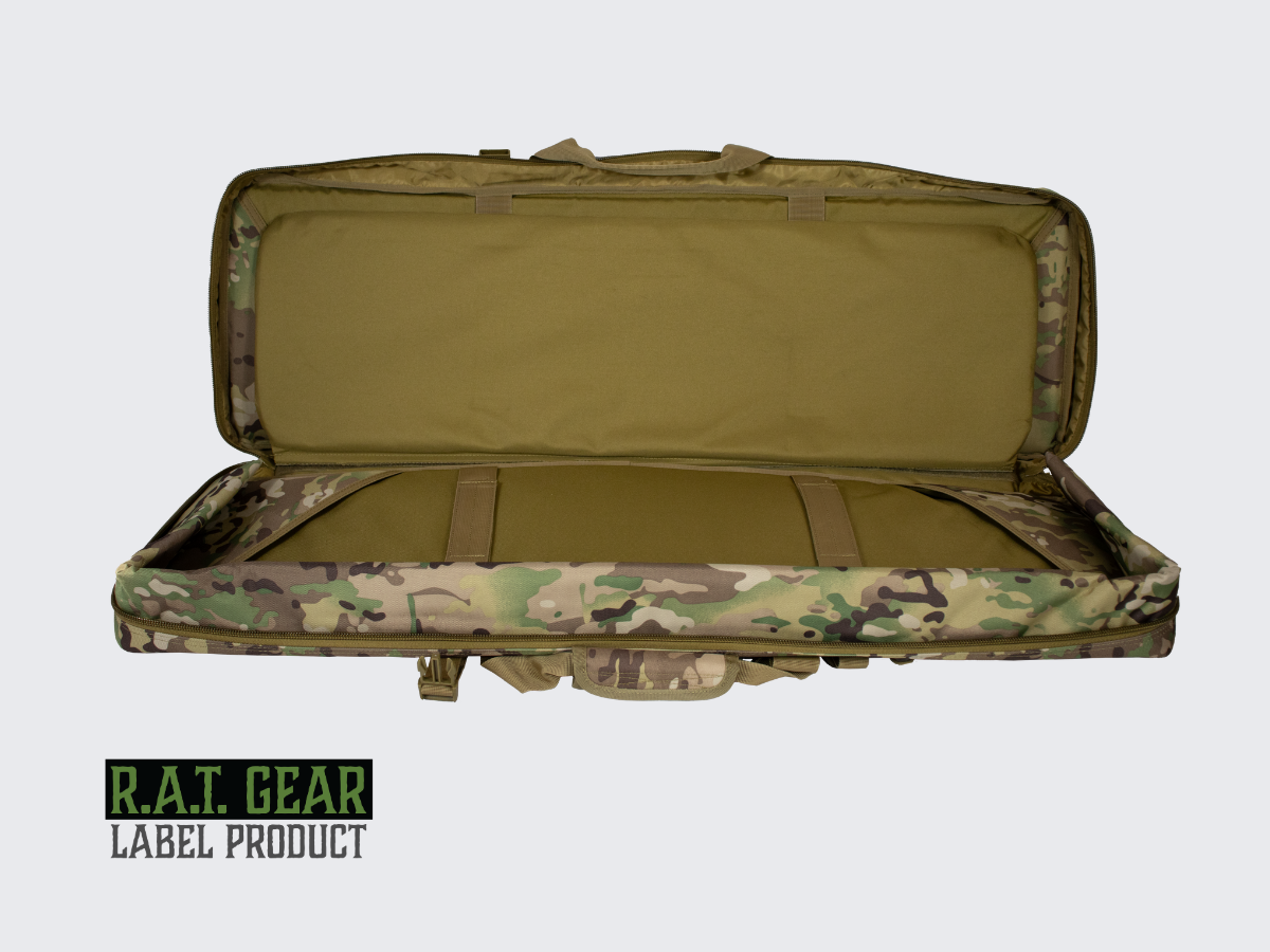Camo kuvioinen aselaukku Eagle 36 kahdelle max. 90 senttimetriselle aseelle ja kahdelle pistoolille. Camo pattern Gun bag Eagle 36 for two max. 90 cm guns and for two pistols.