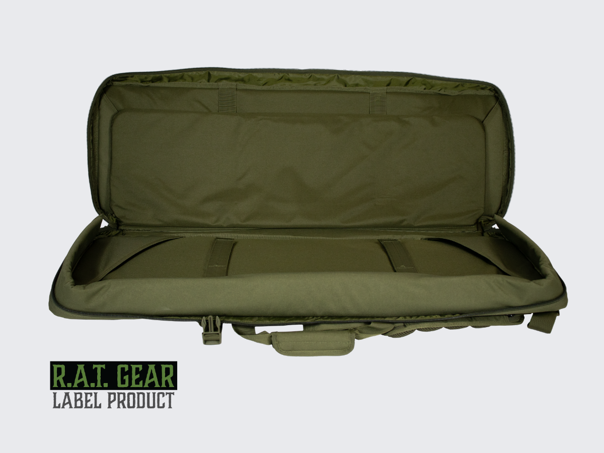 Vihreä aselaukku Eagle 36 kahdelle max. 90 senttimetriselle aseelle ja kahdelle pistoolille. Green Gun bag Eagle 36 for two max. 90 cm guns and for two pistols.