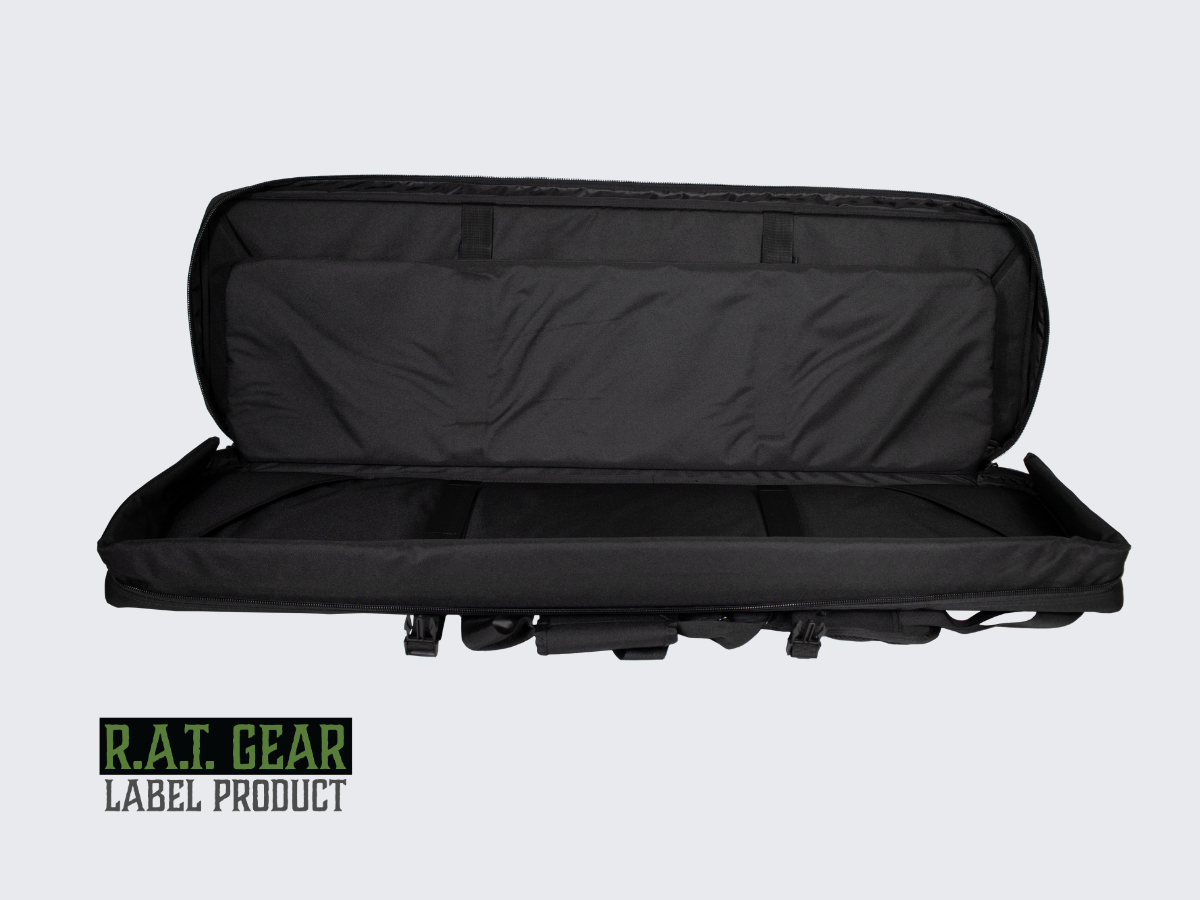 Musta aselaukku Eagle 42 kahdelle max. 105 senttimetriselle aseelle ja kahdelle pistoolille. Black Gun bag Eagle 42 for two max. 105 cm guns and for two pistols.
