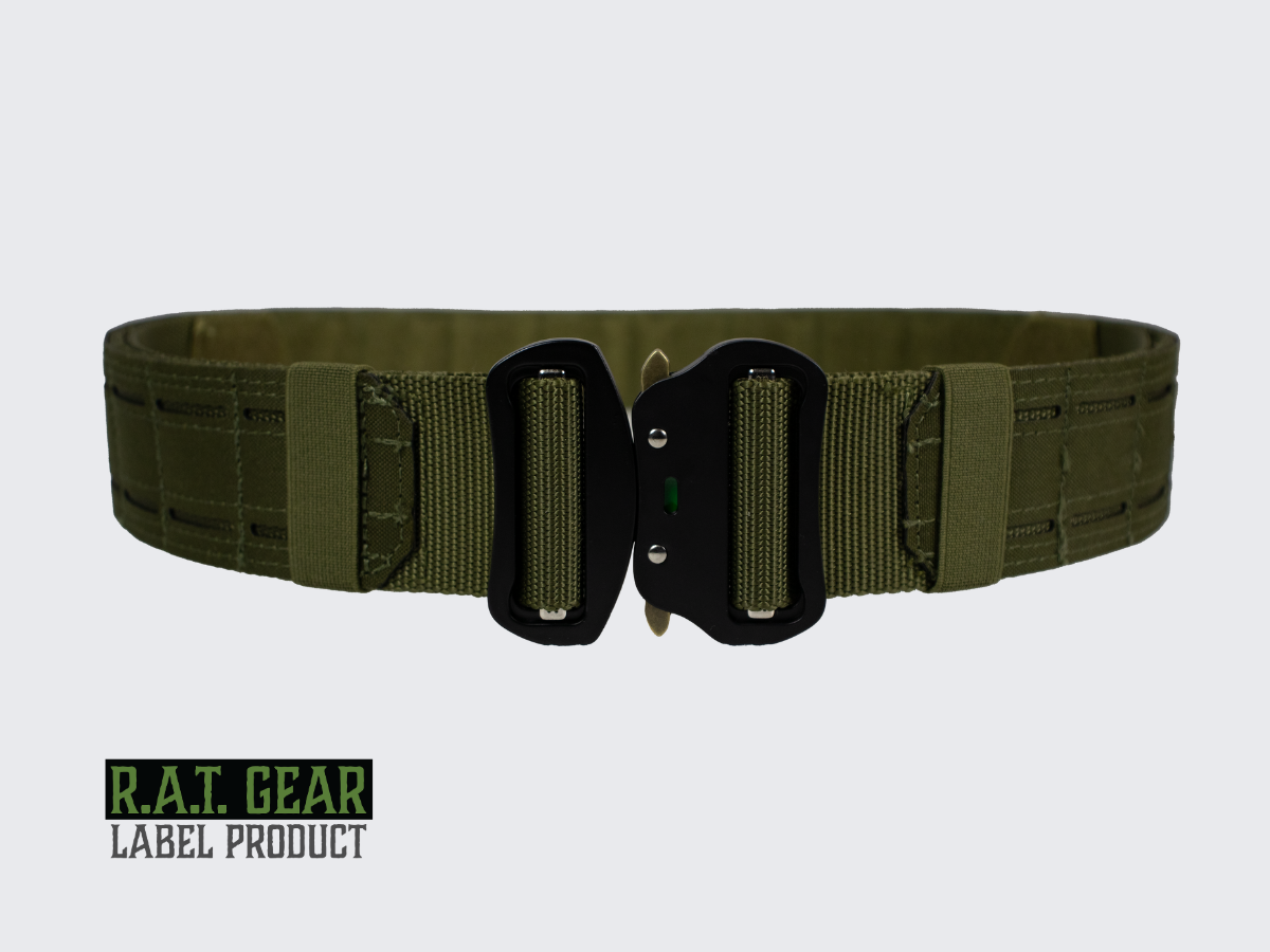 Vihreä Asevyö / Varustevyö alusvyöllä. Gröna vapenbälte / Utrustningsbälte med innerbälte. Green Gun Belt / Gear Belt with Inner Belt.