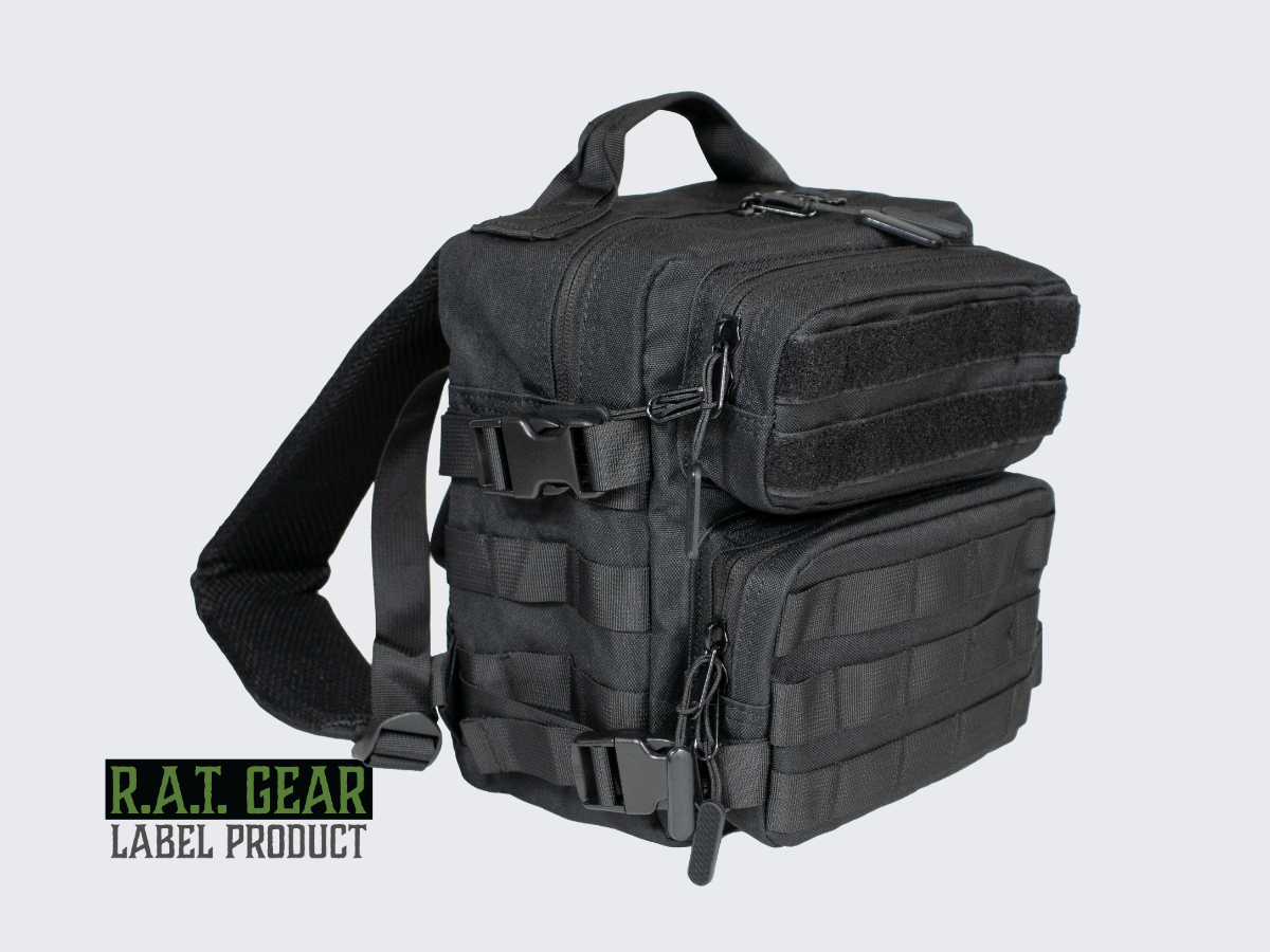 Musta MOlle yhteensopiva taktinen Prinsessa reppu. Svart MOLLE-kompatibel taktisk Prinsessa ryggsäck. Black MOLLE-compatible tactical Princess backpack.