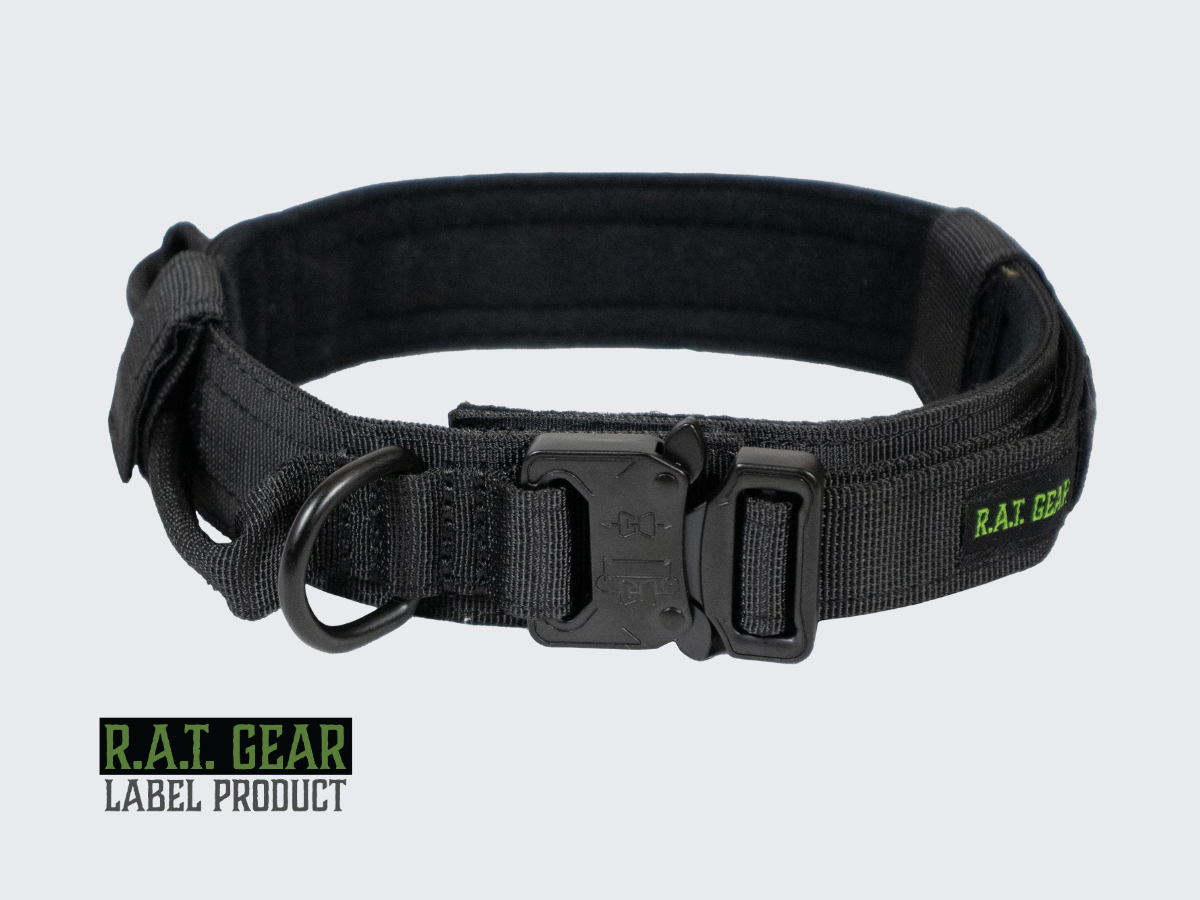 Musta Taktinen koiran kaulapanta Heavy Duty R.A.T. GEAR. Black Tactical Dog collar Heavy Duty R.A.T. GEAR.