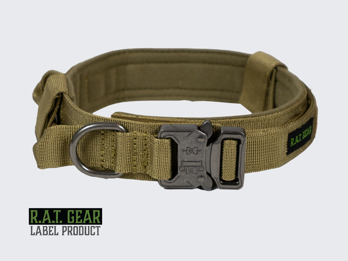 Hiekan värinen Taktinen koiran kaulapanta Heavy Duty R.A.T. GEAR. Tan colored Tactical Dog collar Heavy Duty R.A.T. GEAR.