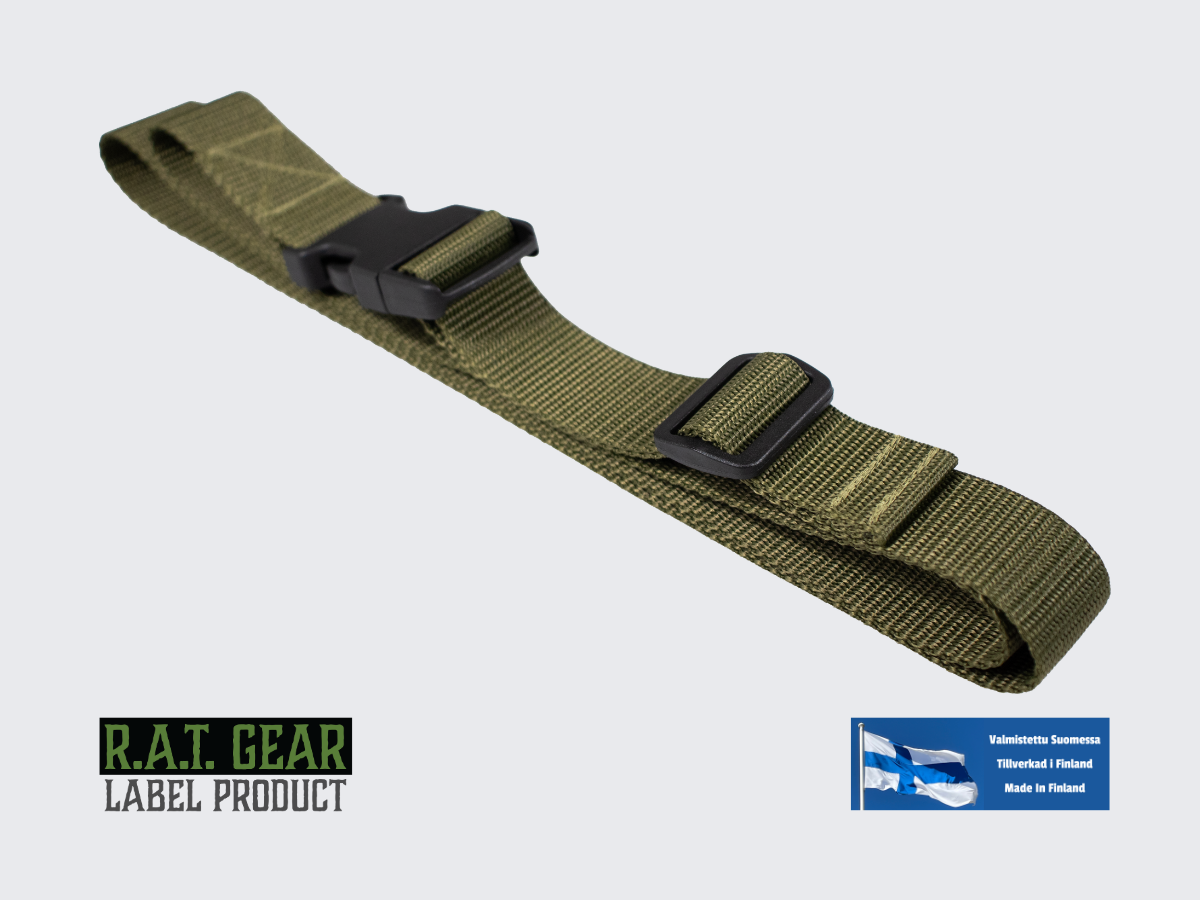Vihreä nylon remmi / vyö pikalukitussoljella. Grön rem / Bälte med Snabbspänne. Green Strap / Belt with Quick-Release Buckle.
