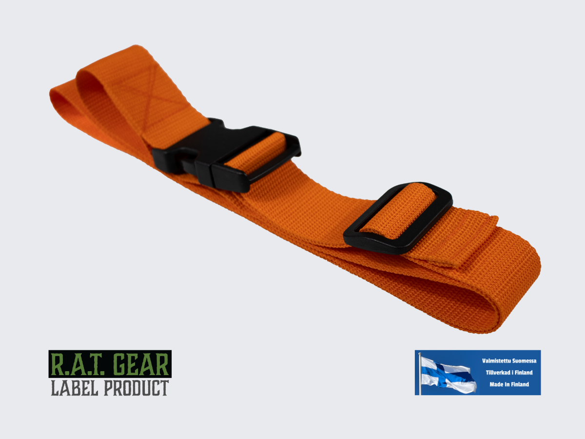 Oranssi nylon remmi / vyö pikalukitussoljella. Orange rem / Bälte med Snabbspänne. Orange Strap / Belt with Quick-Release Buckle.
