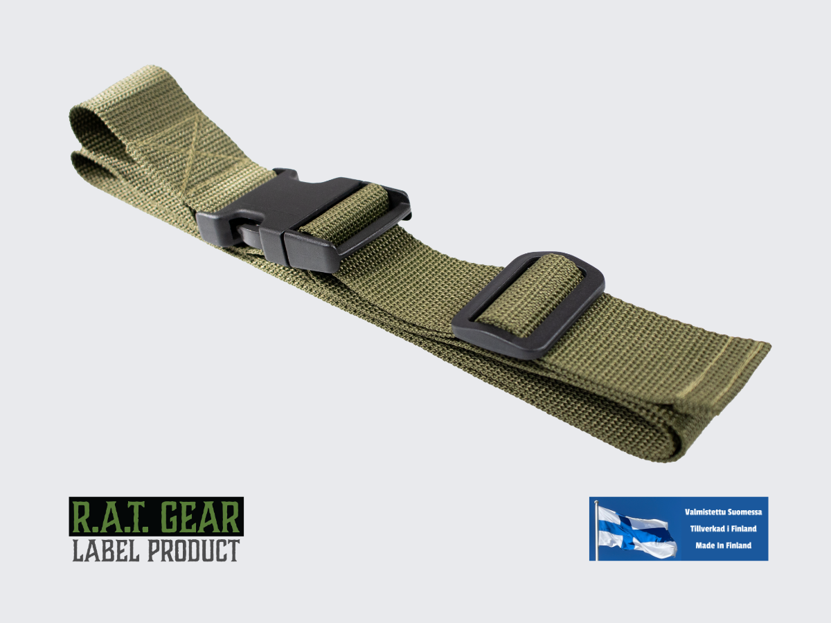 Vihreä nylon remmi / vyö pikalukitussoljella. Grön rem / Bälte med Snabbspänne. Green Strap / Belt with Quick-Release Buckle.