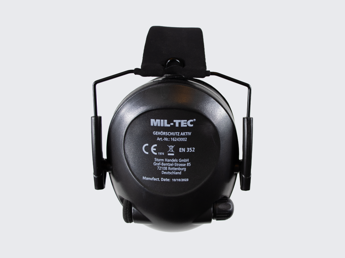 Mustat MIL-TEC®in aktiivikuulosuojaimet. Black MIL-TEC® active hearing protectors.