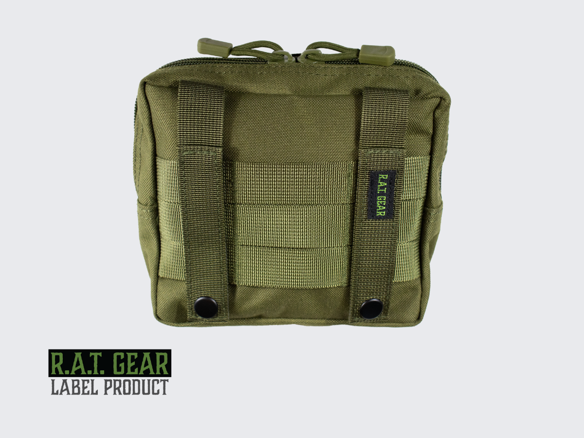 Army vihreä varustetasku RG-14. Kiinnitys helposti ja nopeasti PALS-nauhoitukseen kahdella MOLLE-hihnalla. Army green tactical pouch RG-14. Easy and quick attachment to PALS strapping with two MOLLE straps.