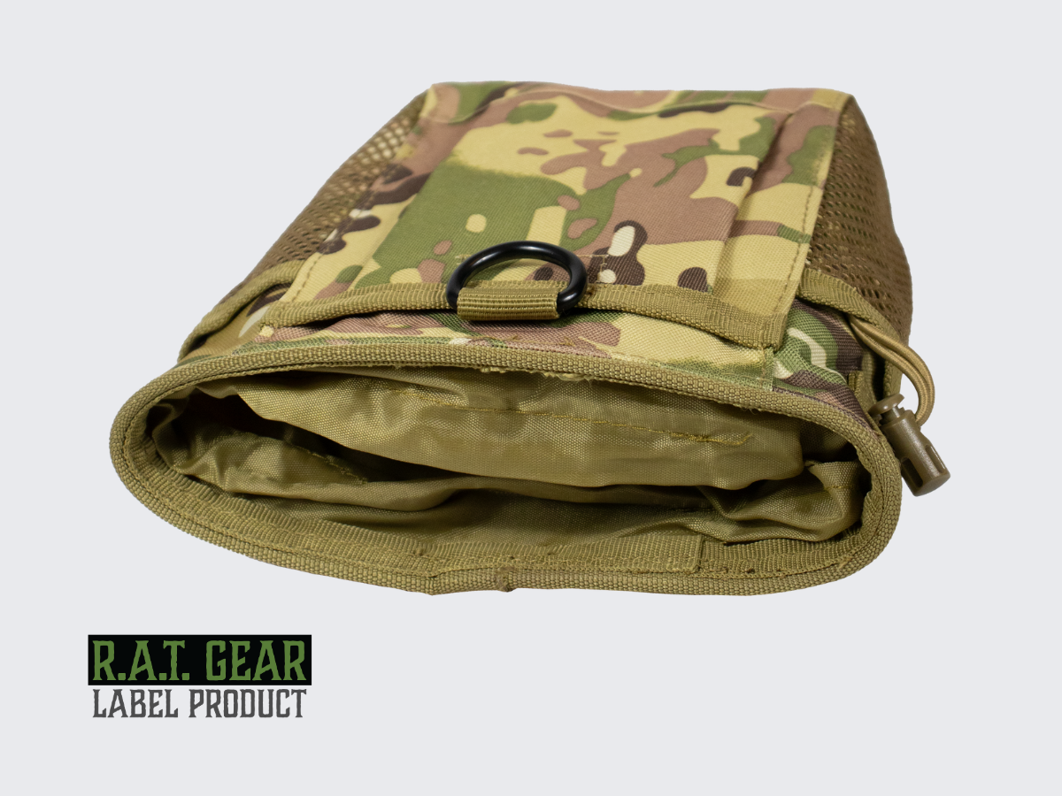 Camo kuvioinen dumppitasku kaikelle ylimääräiselle tavaralle ampuessa tai retkeillessä. Camo pattern dump pouch for all extra stuff when shooting, camping or hiking.