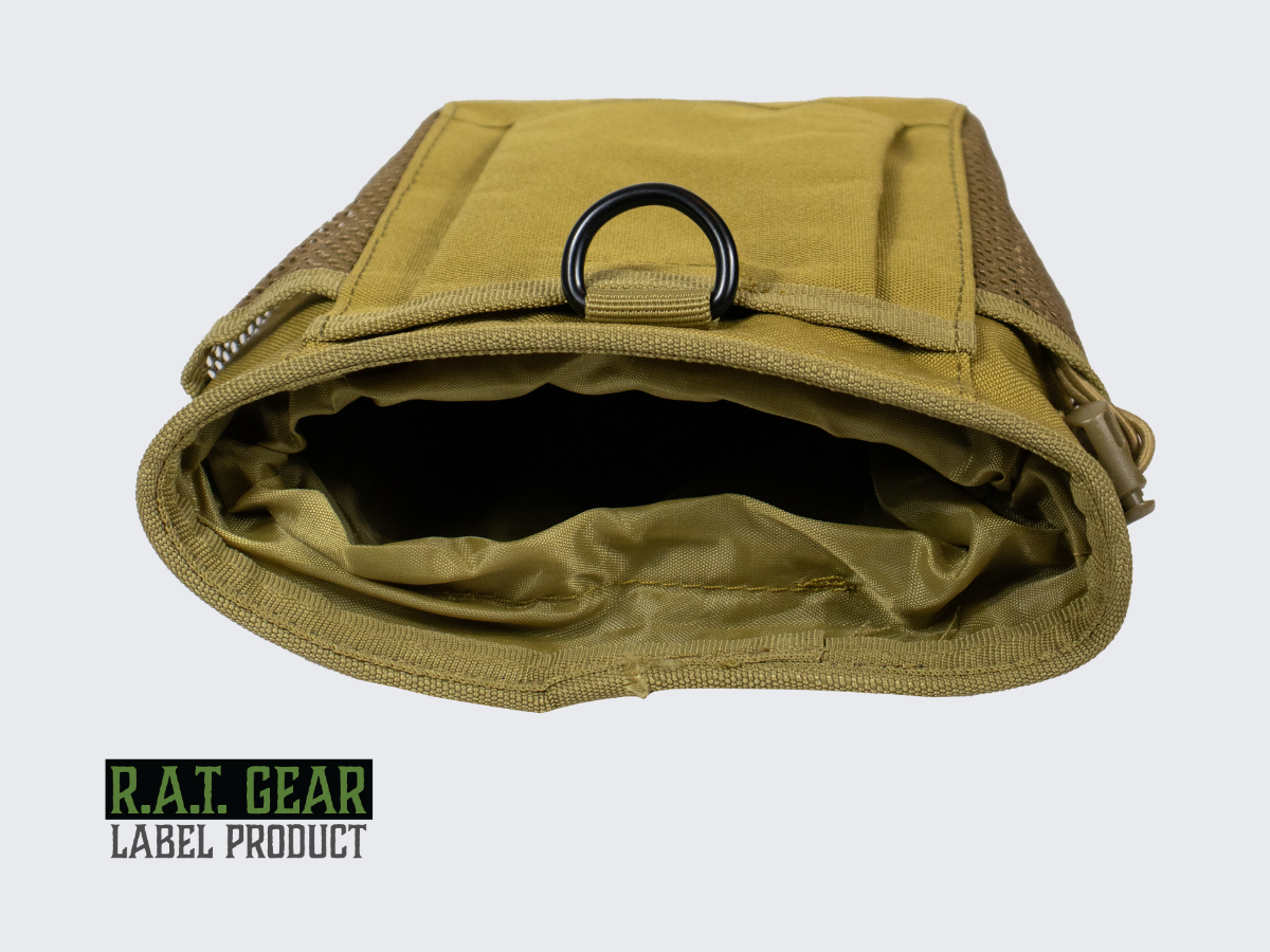 Tan värinen dumppitasku kaikelle ylimääräiselle tavaralle ampuessa tai retkeillessä. Tan colored dump pouch for all extra stuff when shooting, camping or hiking.