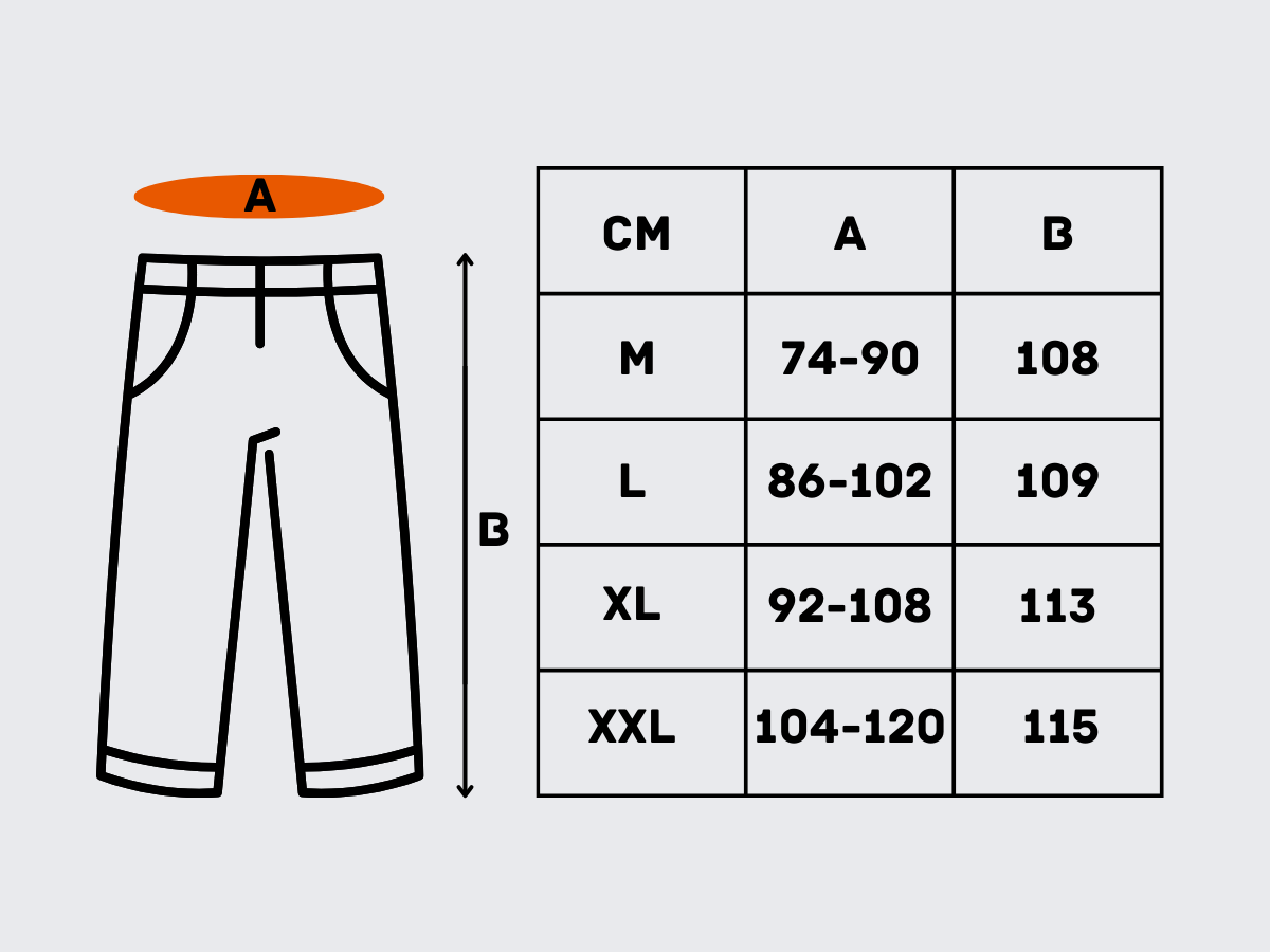 Kokotaulukko senttimetreinä Taktisille kenttähousuille US WASP I Z3A R/S BDU. Size chart in centimeters for Tactical field pants US WASP I Z3A R/S BDU.